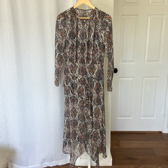 NWOT Veronica Beard Sazan Long Sleeve Handkerchief Hem Paisley Dress - Picture 6 of 9